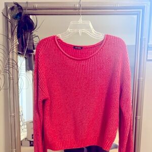 Women’s Red Sweater. Med. 21” across under arms, 19” length.